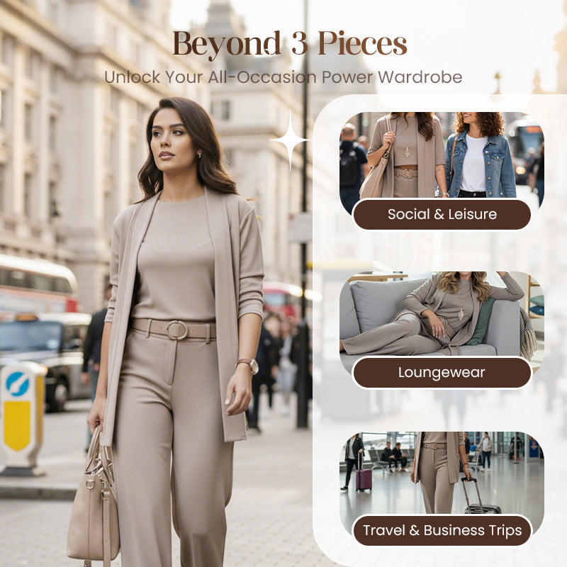 ⏳Limited-time offer⏰Elegant 3-piece set consisting of a long cardigan, top, and trousers💞