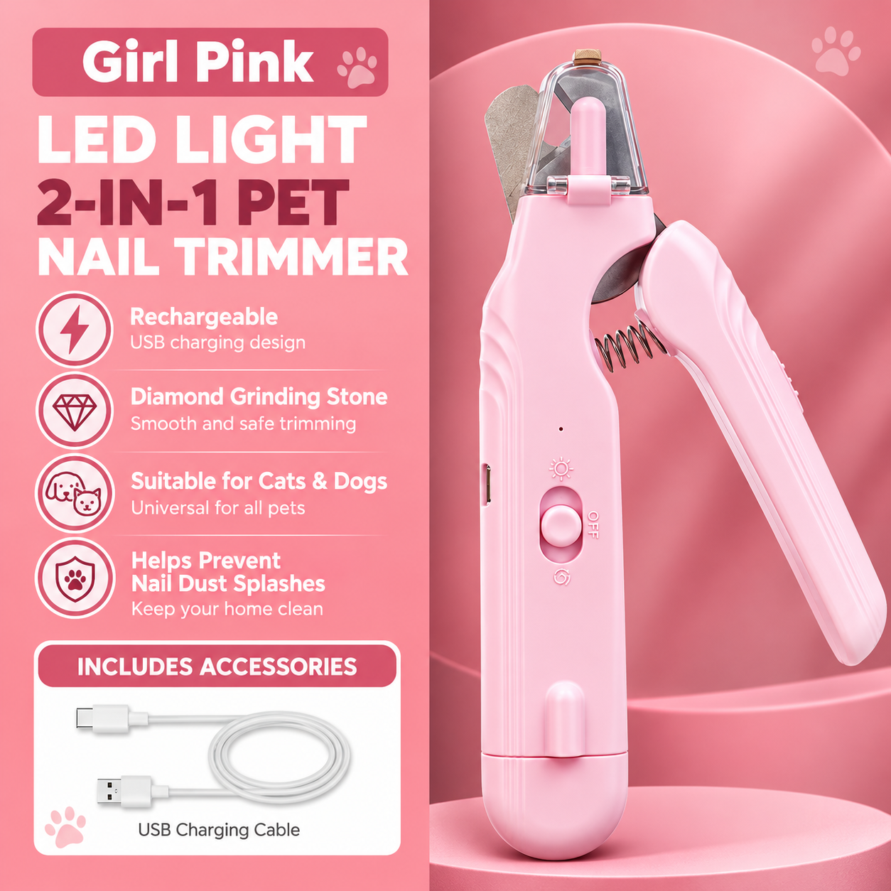 LED Light Pet Nail Grooming Tool