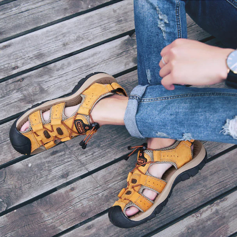 🎁 Don’t Miss 50% -Men’s Leather Support Sandals – Lightweight & Non-Slip