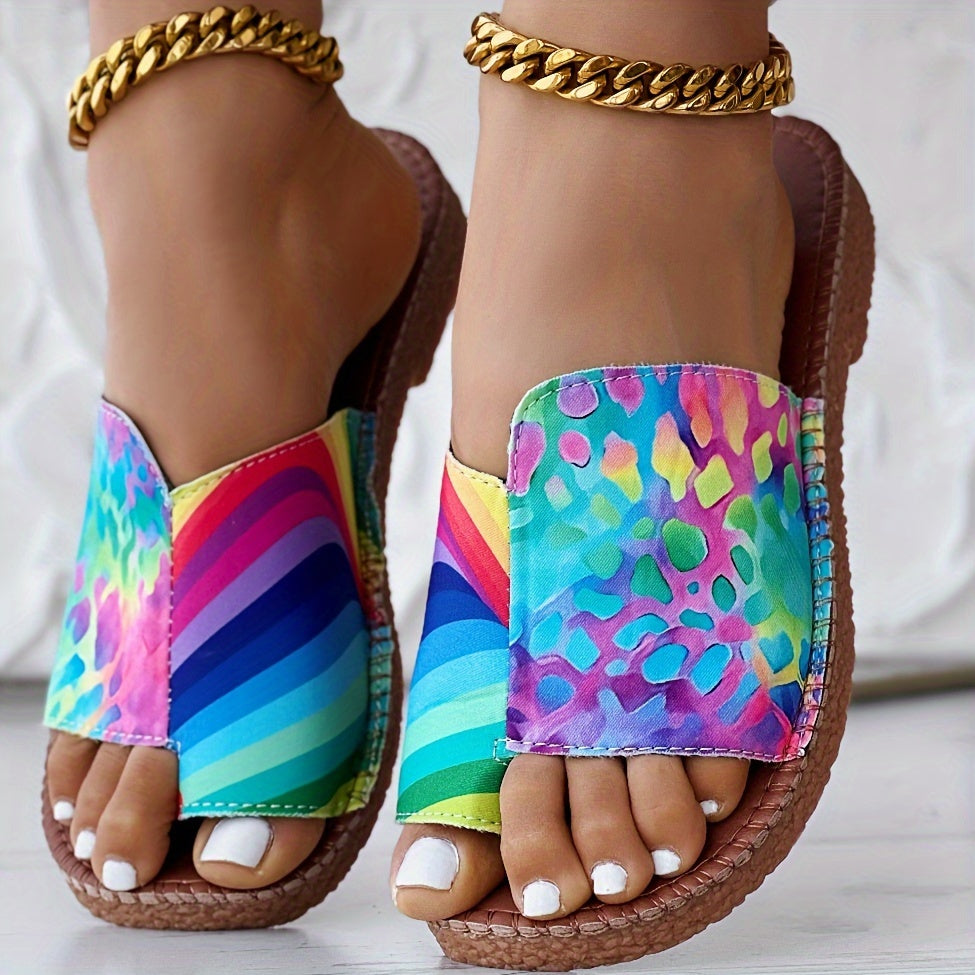 Chic Two-Tone Leopard Print Slide Sandals for Women