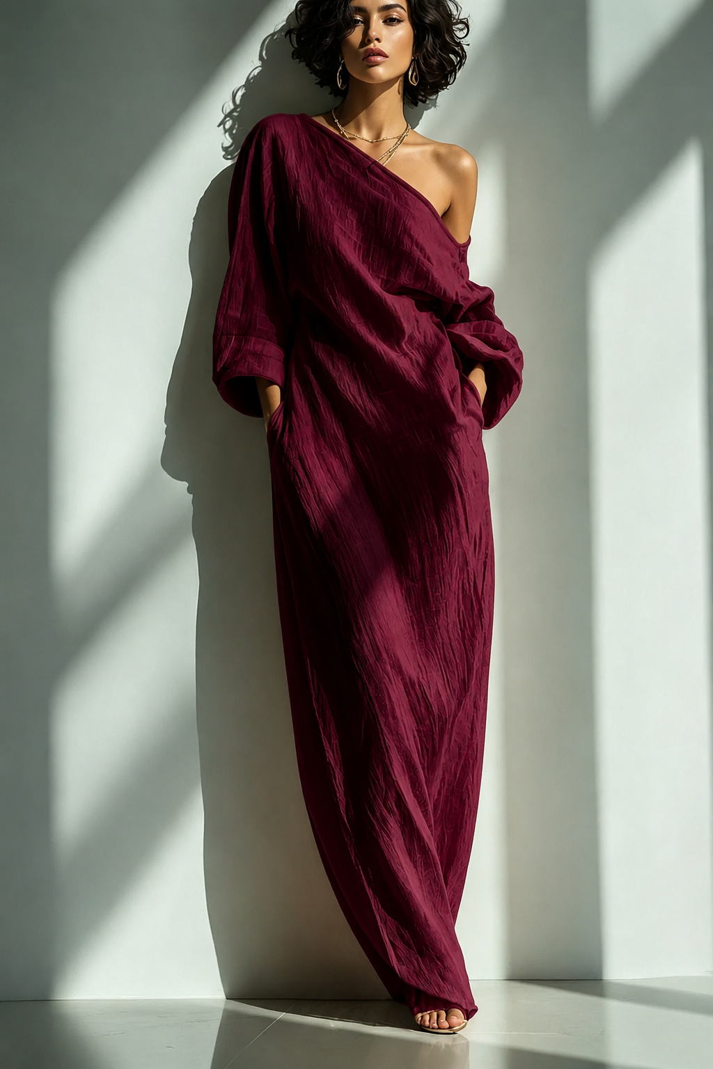 Casual Cotton Linen Maxi Dress Asymmetrical H-Line