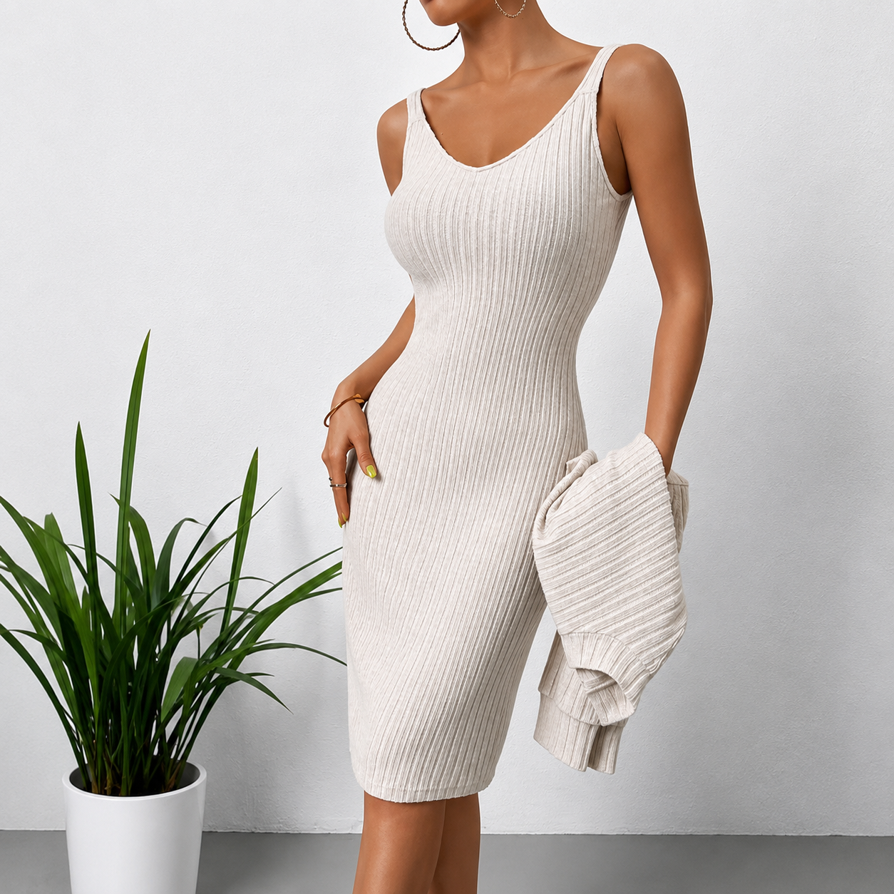 Ladies 2PCS Crop Top Hip Wrap Back Split Dress