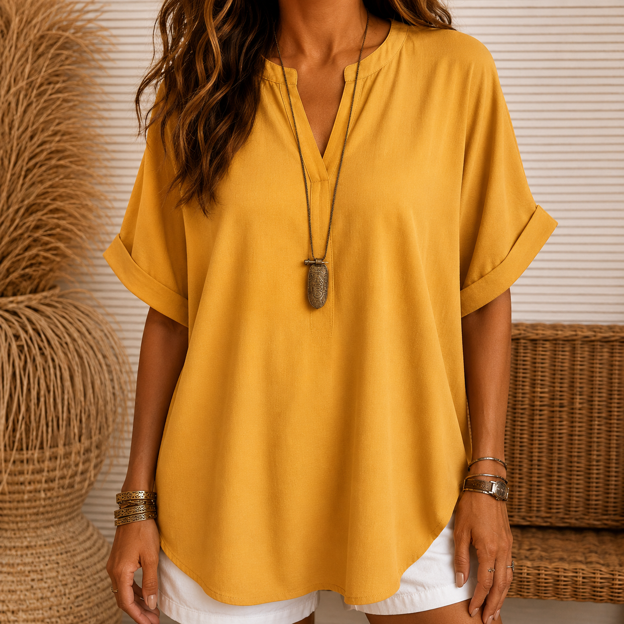 Women's Plain Short Sleeve Blouse, Casual Solid Color Top for Daily Wear, Ladies Clothes for All Seasons(Free shipping on 2 items)