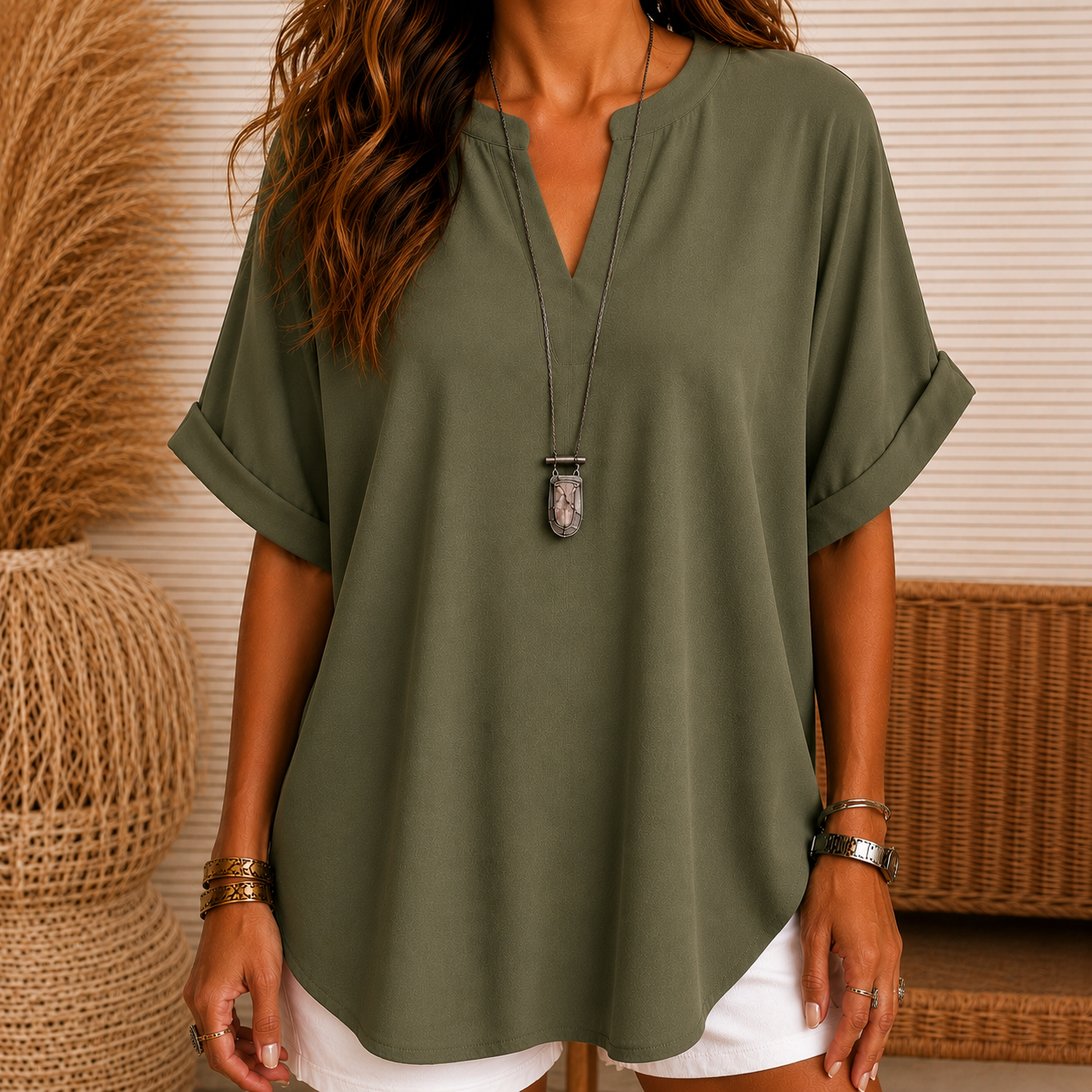 Women's Plain Short Sleeve Blouse, Casual Solid Color Top for Daily Wear, Ladies Clothes for All Seasons(Free shipping on 2 items)