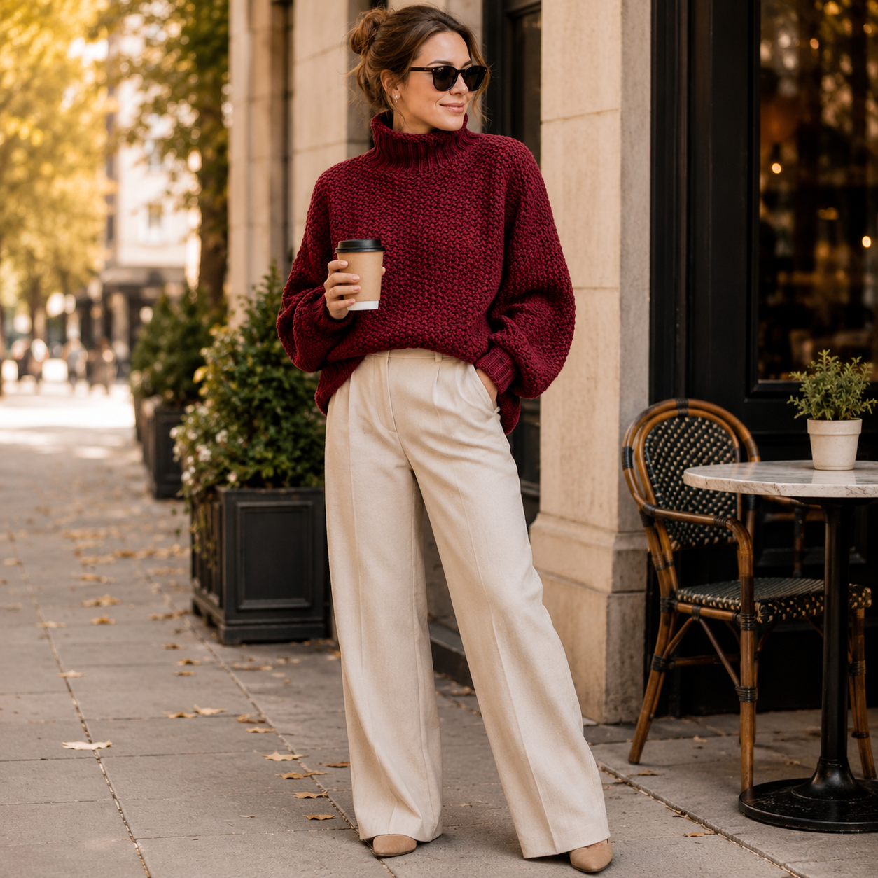 Women's Turtleneck Sweater Loose Solid Color