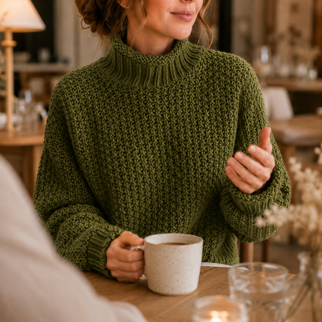 Women's Turtleneck Sweater Loose Solid Color