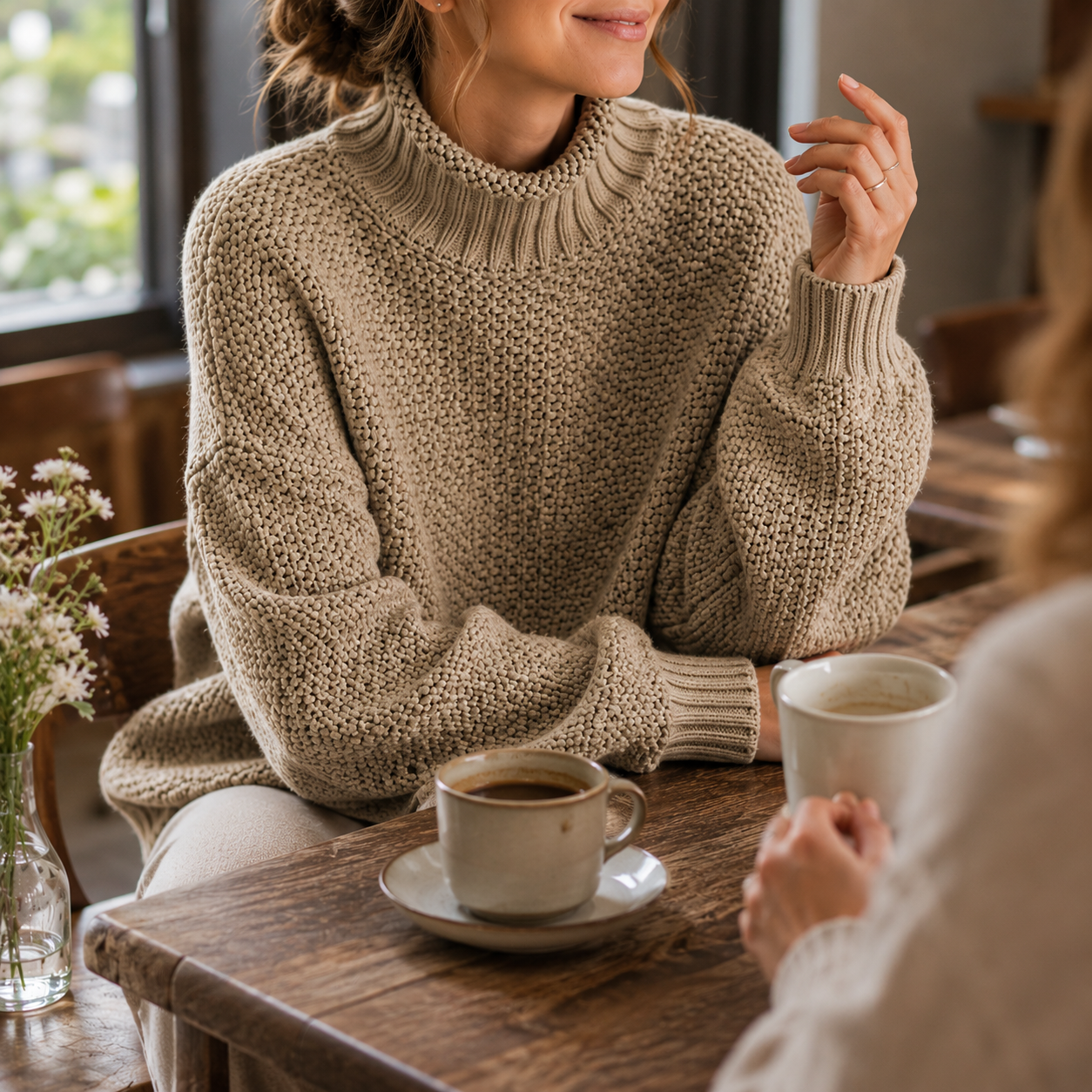 Women's Turtleneck Sweater Loose Solid Color