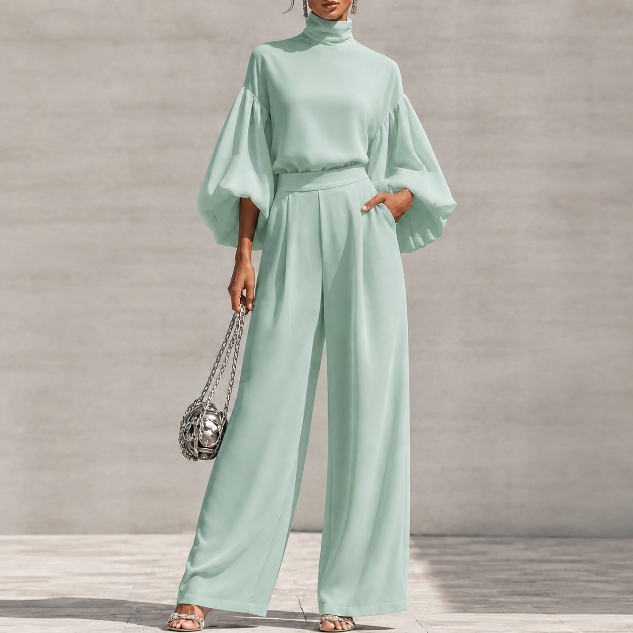 Refined Comfort Chiffon Two-Piece Set