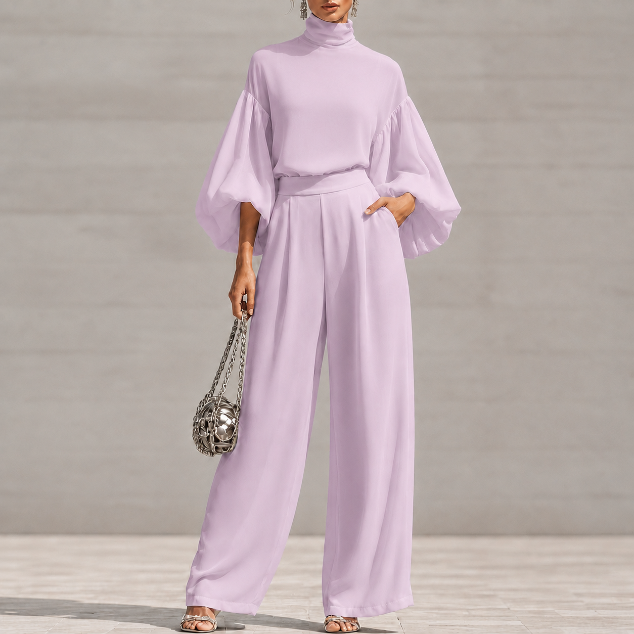 Refined Comfort Chiffon Two-Piece Set