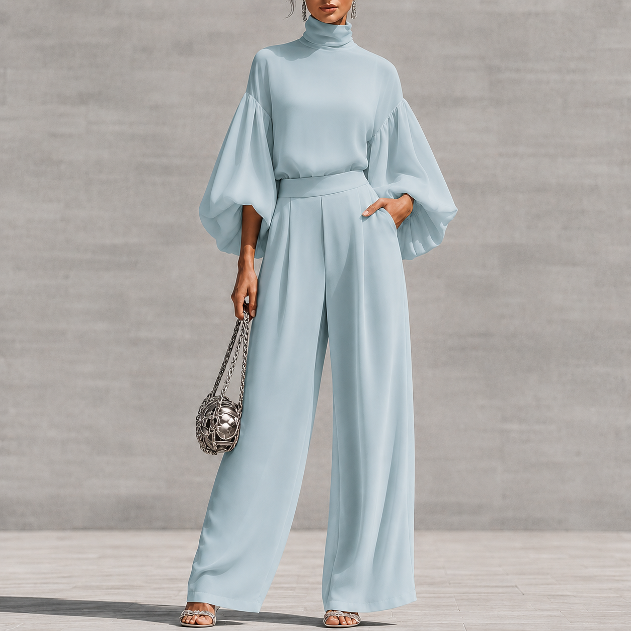 Refined Comfort Chiffon Two-Piece Set