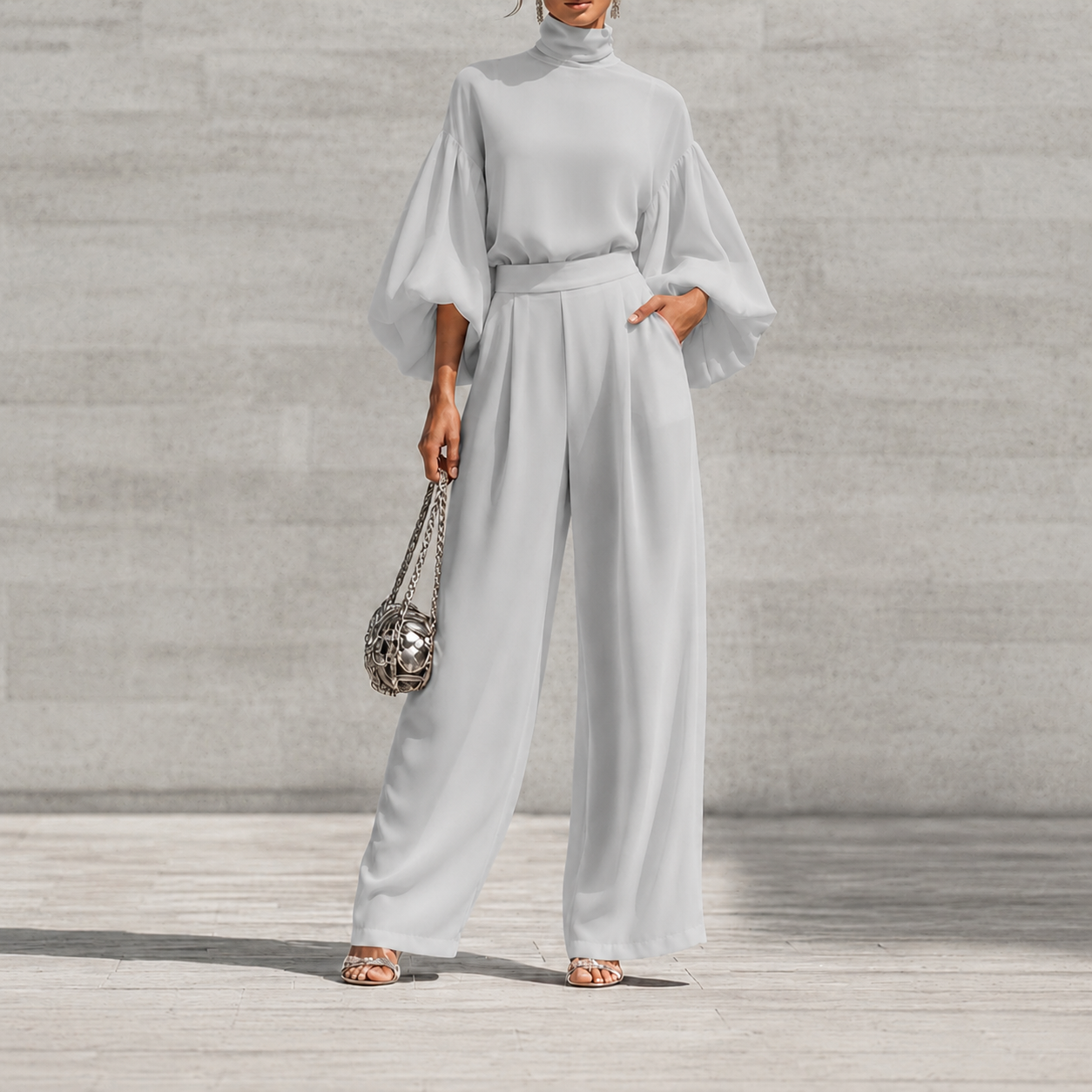 Refined Comfort Chiffon Two-Piece Set