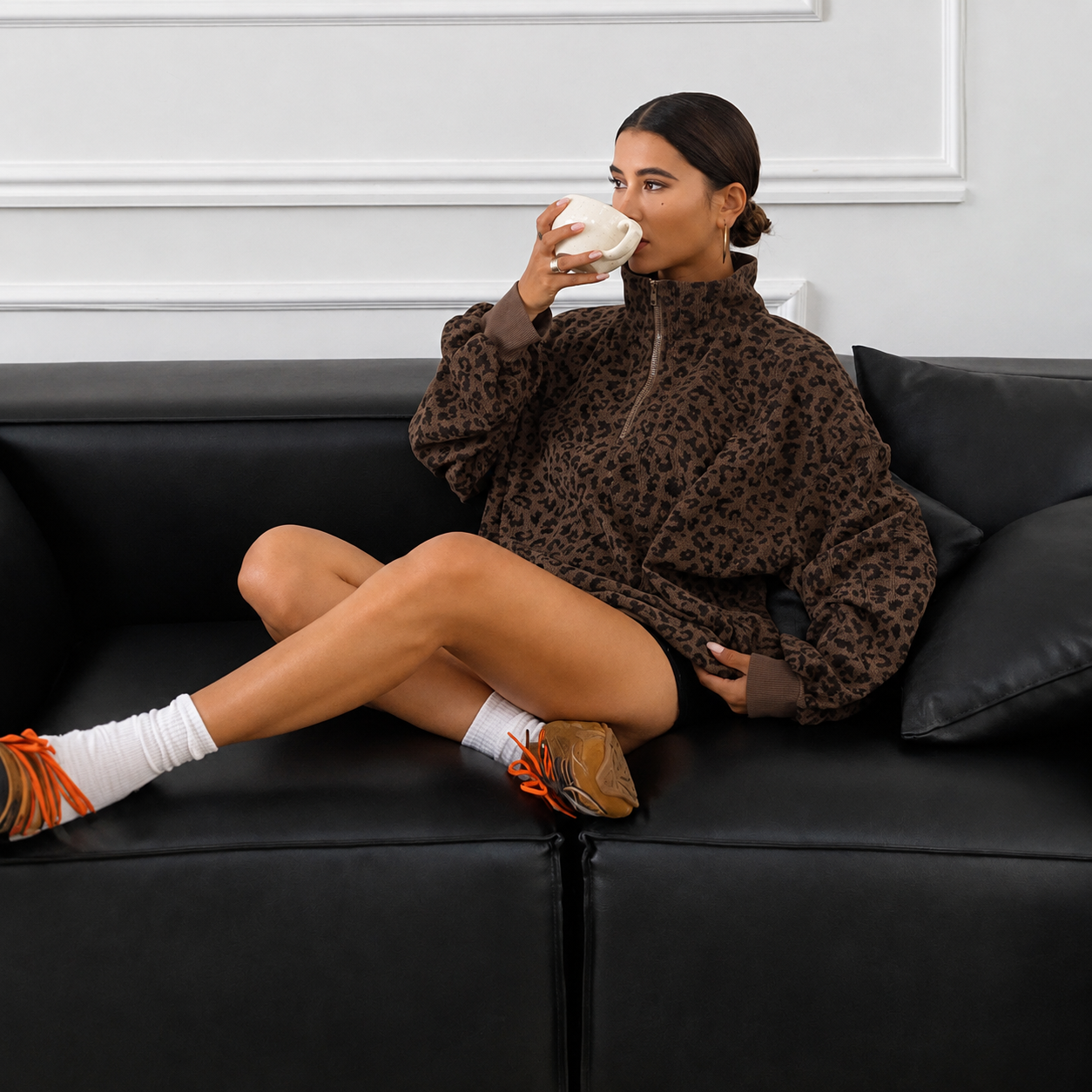 Cozy Leopard Print Sweatshirt