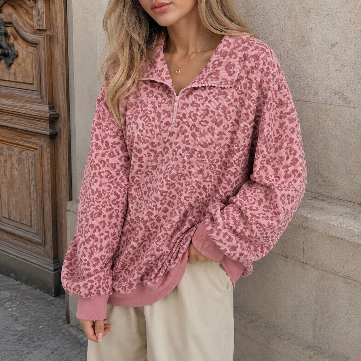 Cozy Leopard Print Sweatshirt