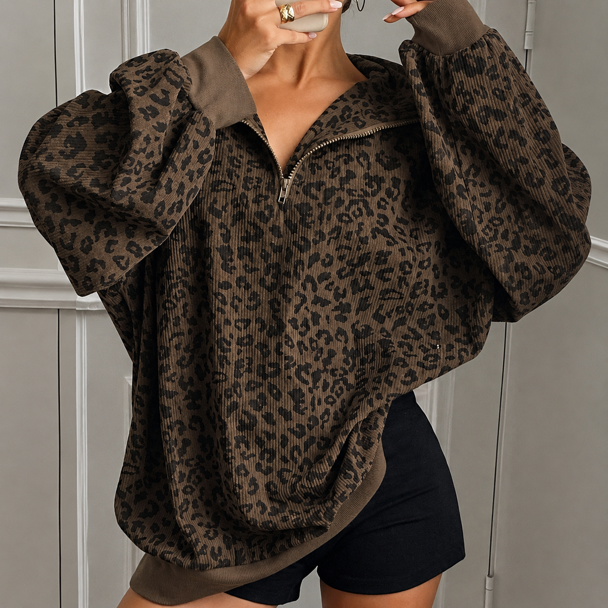 Cozy Leopard Print Sweatshirt