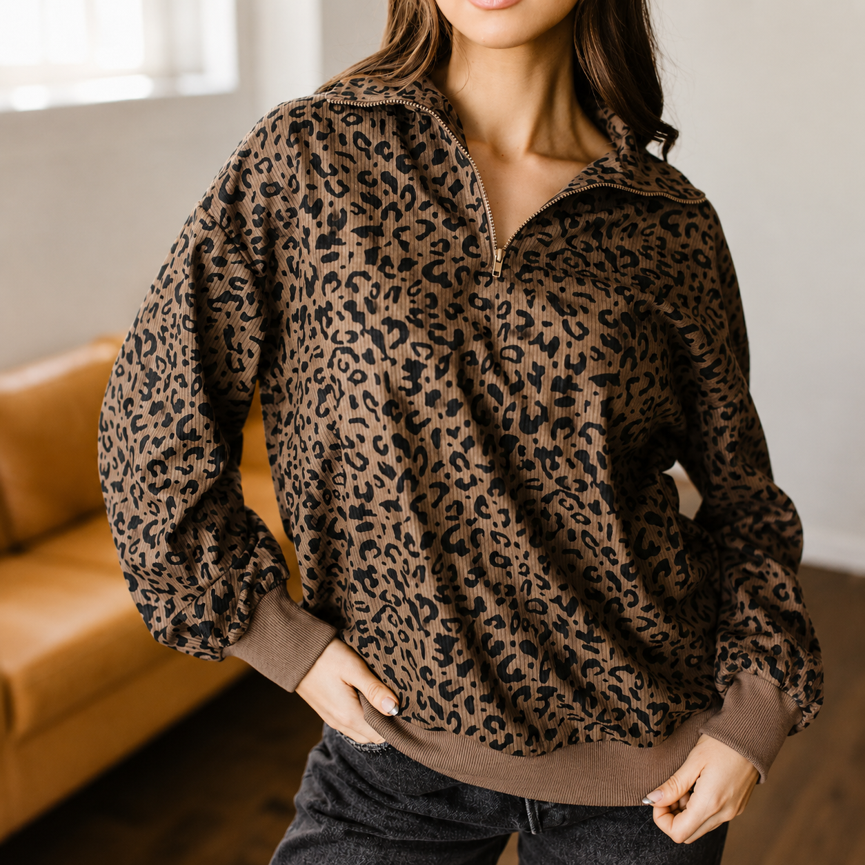 Cozy Leopard Print Sweatshirt