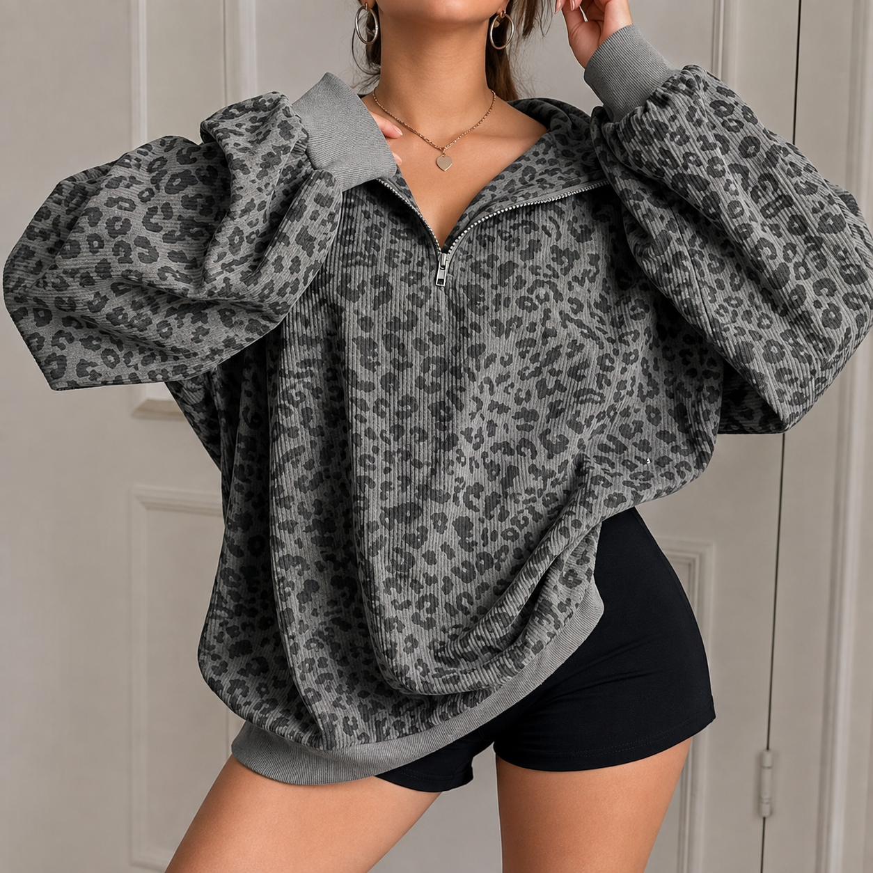 Cozy Leopard Print Sweatshirt