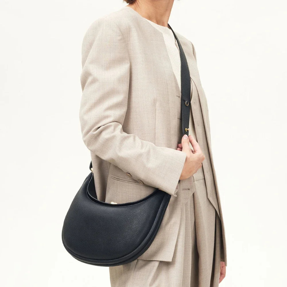 Half Moon Cowhide Leather Shoulder Bag