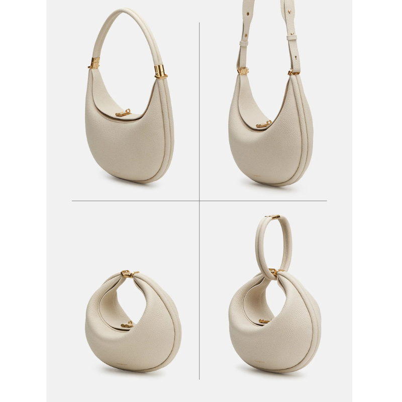 Half Moon Cowhide Leather Shoulder Bag