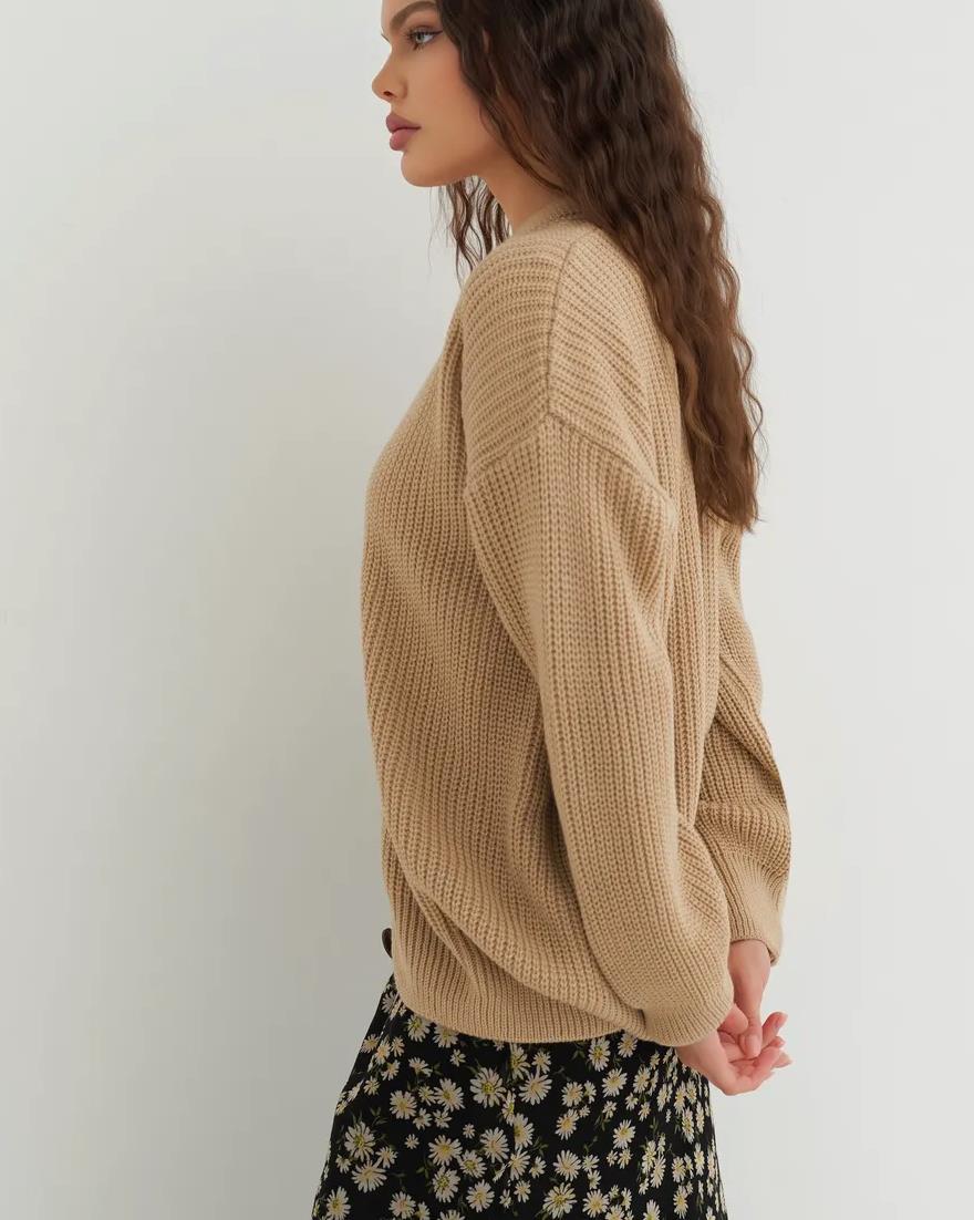 Toasty Tan Knit Button-Up Cropped Cardigan