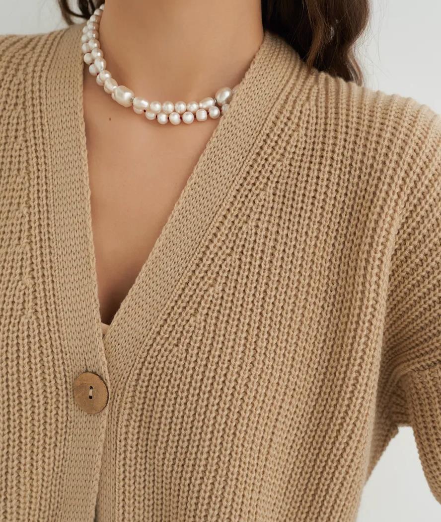 Toasty Tan Knit Button-Up Cropped Cardigan