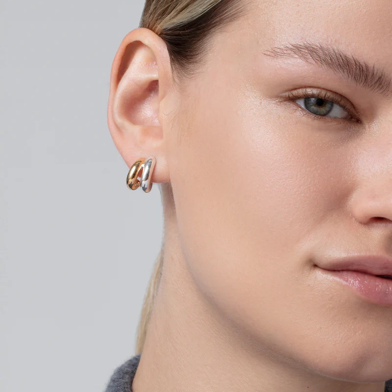 Dune Double Hoop Earrings – Chunky Gold & Silver Sculpted Hoops