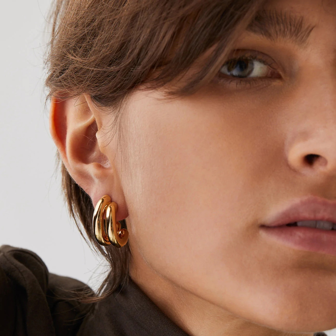 Dune Double Hoop Earrings – Chunky Gold & Silver Sculpted Hoops