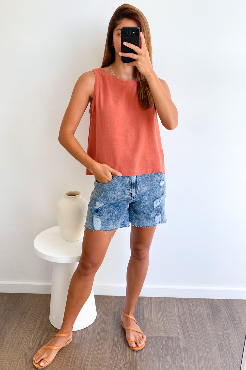Rafaela Linen Top - Caramel