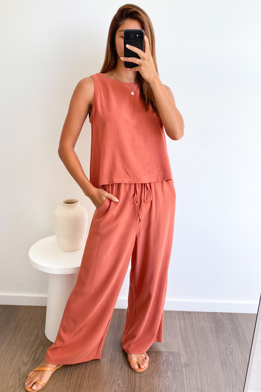 Rafaela Linen Top - Caramel