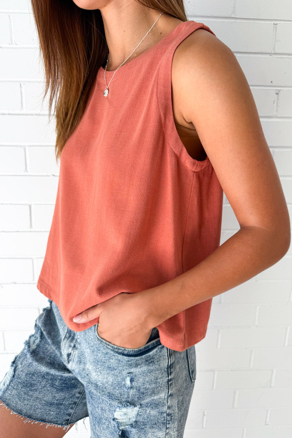Rafaela Linen Top - Caramel
