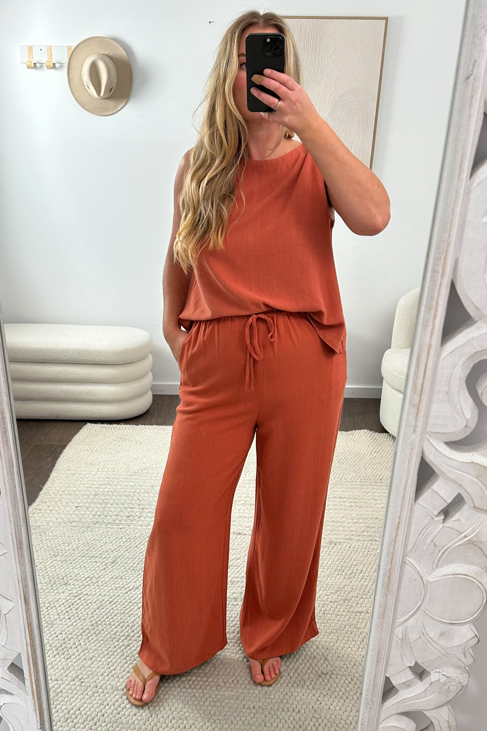 Rafaela Linen Top - Caramel
