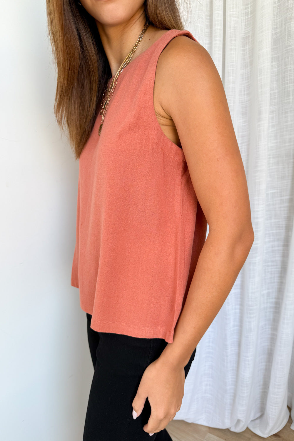 Rafaela Linen Top - Caramel