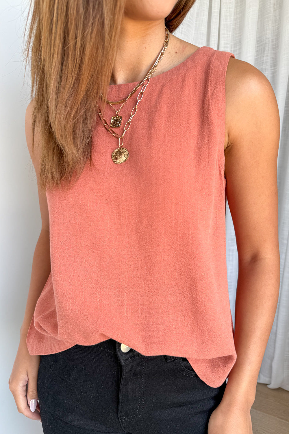 Rafaela Linen Top - Caramel