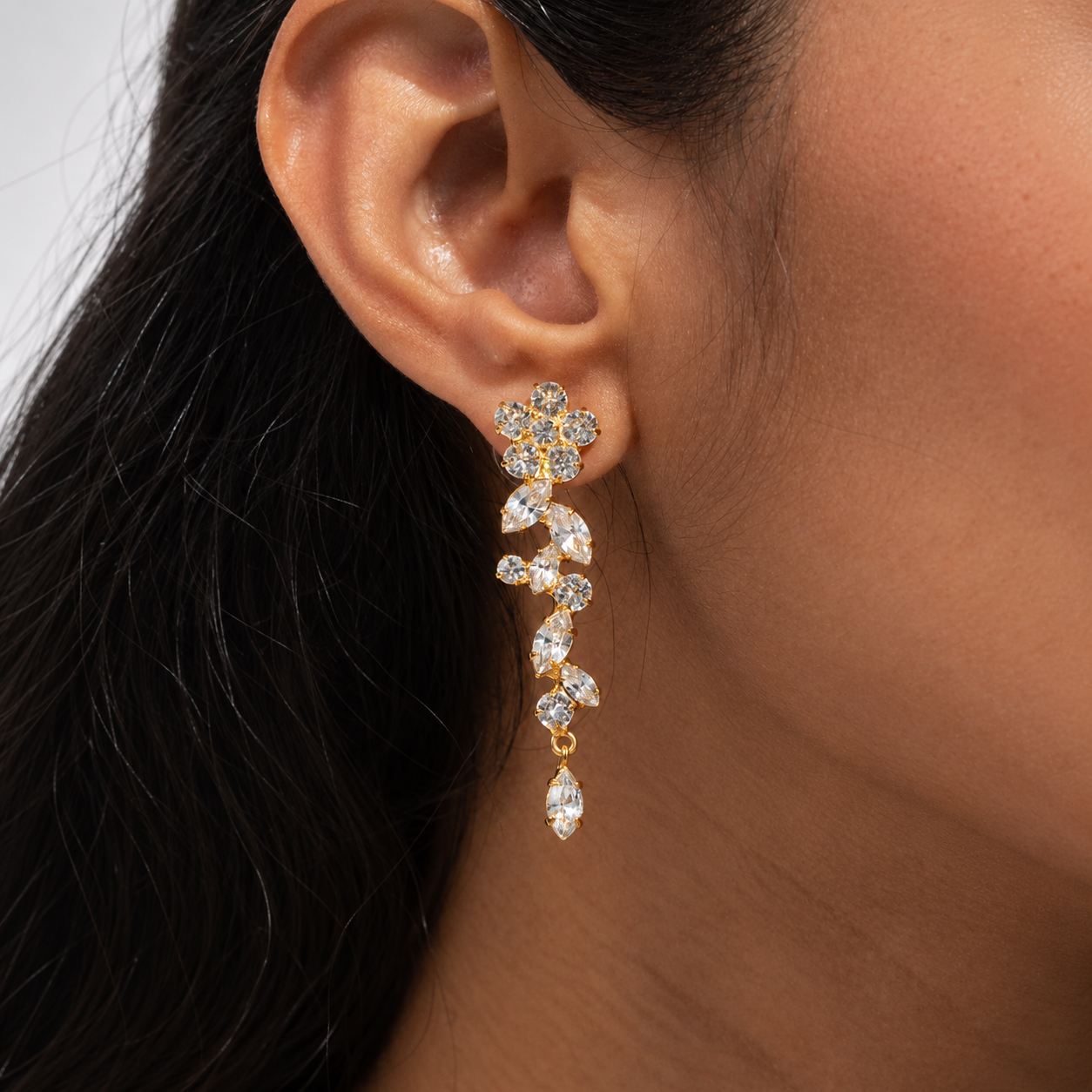 Trailing Vine Crystal Drop Earrings