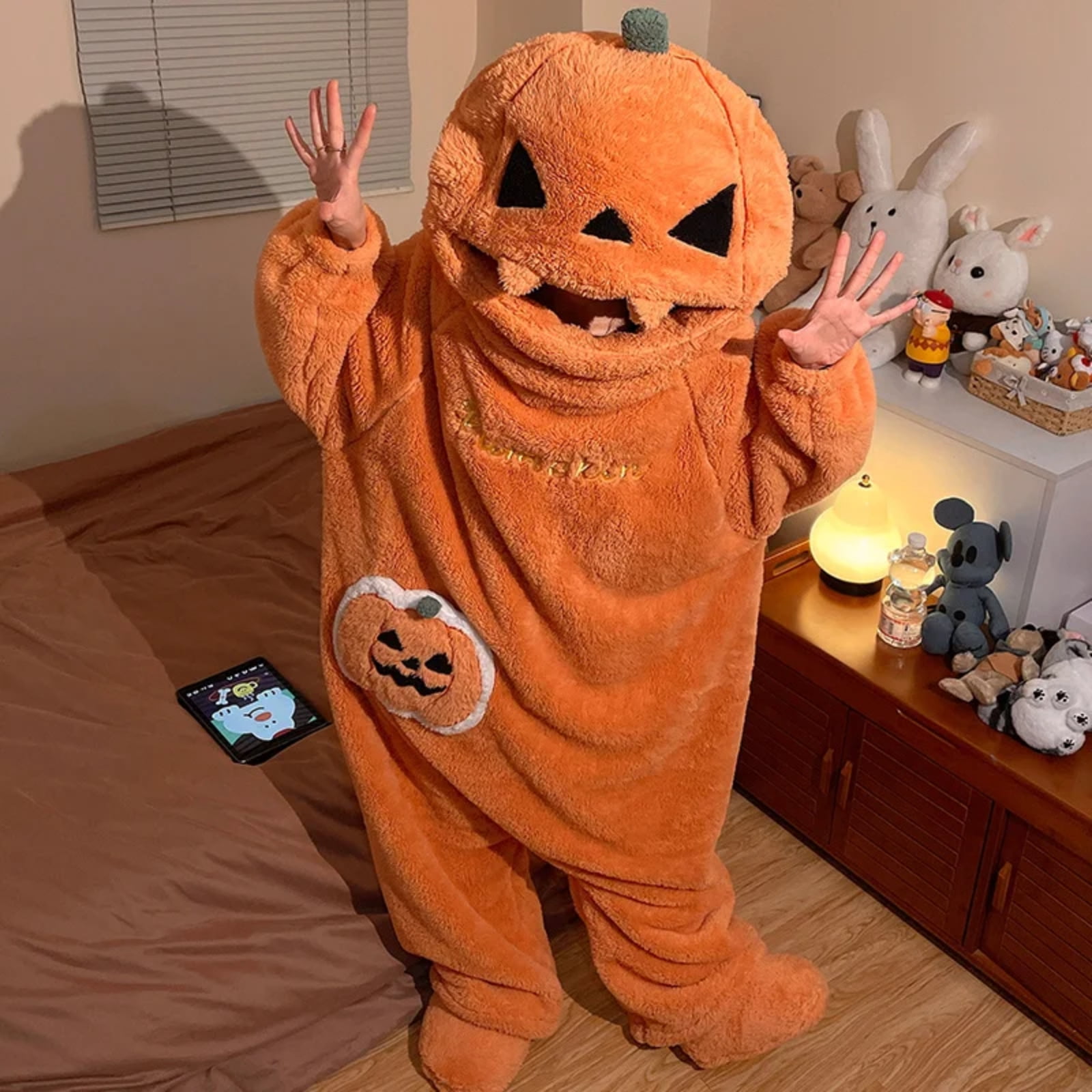 Pumpkin Onesie Halloween Fleece Costume for Women