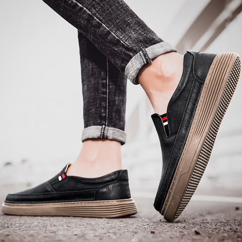 Men's Casual Loafers Slip-On Leather Oxford Shoes 