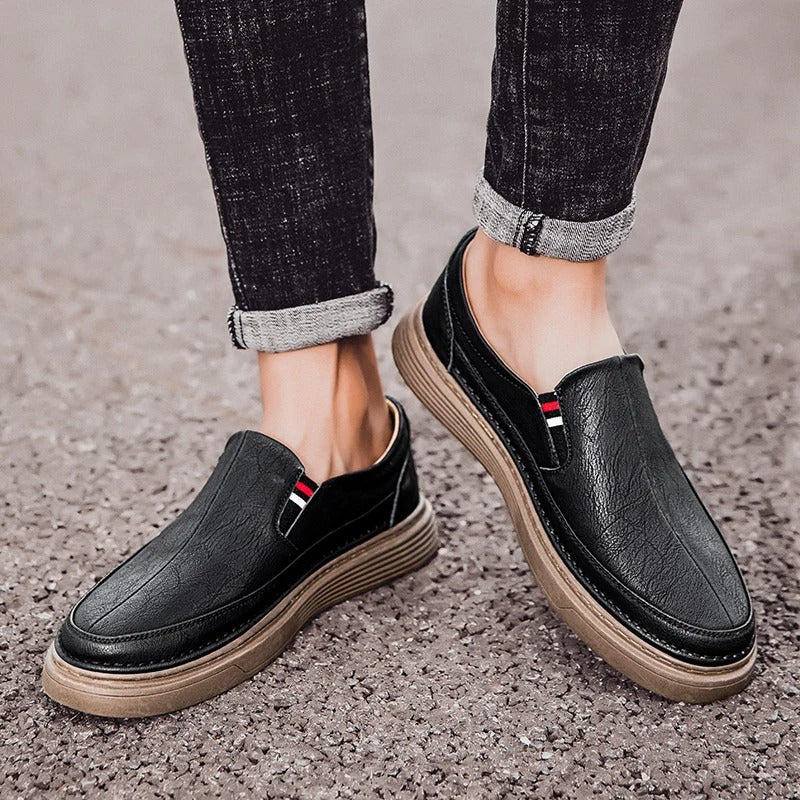 Men's Casual Loafers Slip-On Leather Oxford Shoes 