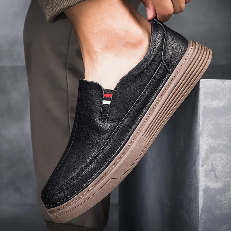 Men's Casual Loafers Slip-On Leather Oxford Shoes 