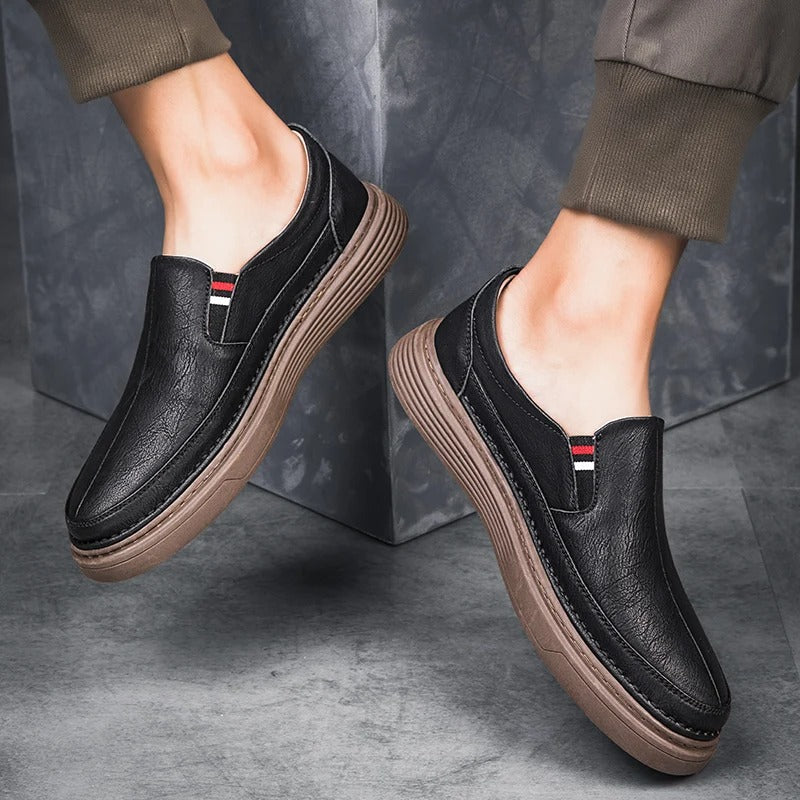 Men's Casual Loafers Slip-On Leather Oxford Shoes 