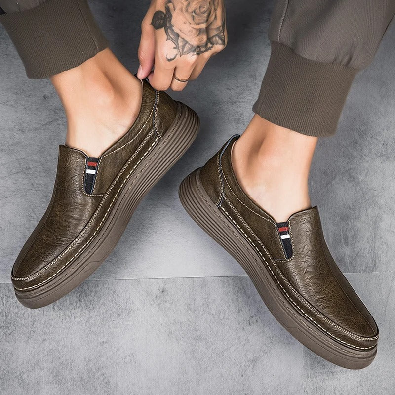Men's Casual Loafers Slip-On Leather Oxford Shoes 