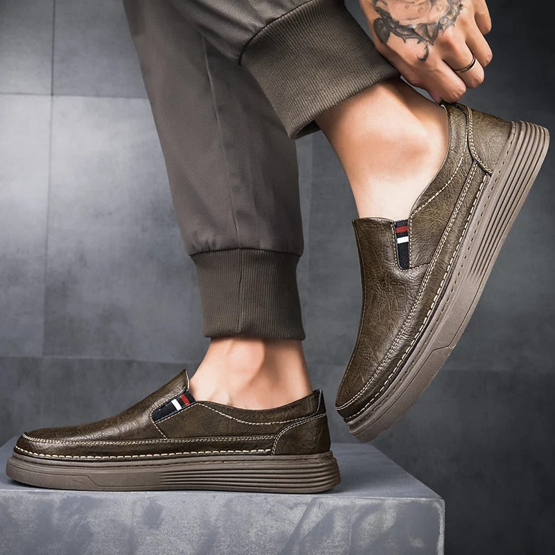 Men's Casual Loafers Slip-On Leather Oxford Shoes 