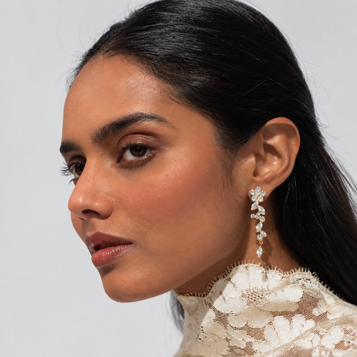 Trailing Vine Crystal Drop Earrings