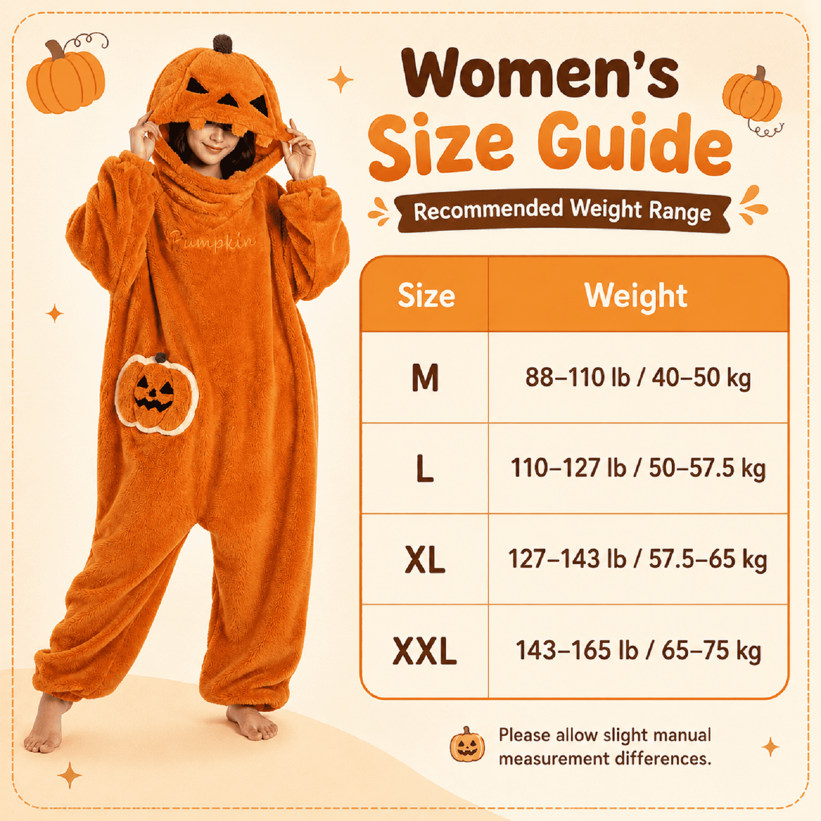 Pumpkin Onesie Halloween Fleece Costume for Women
