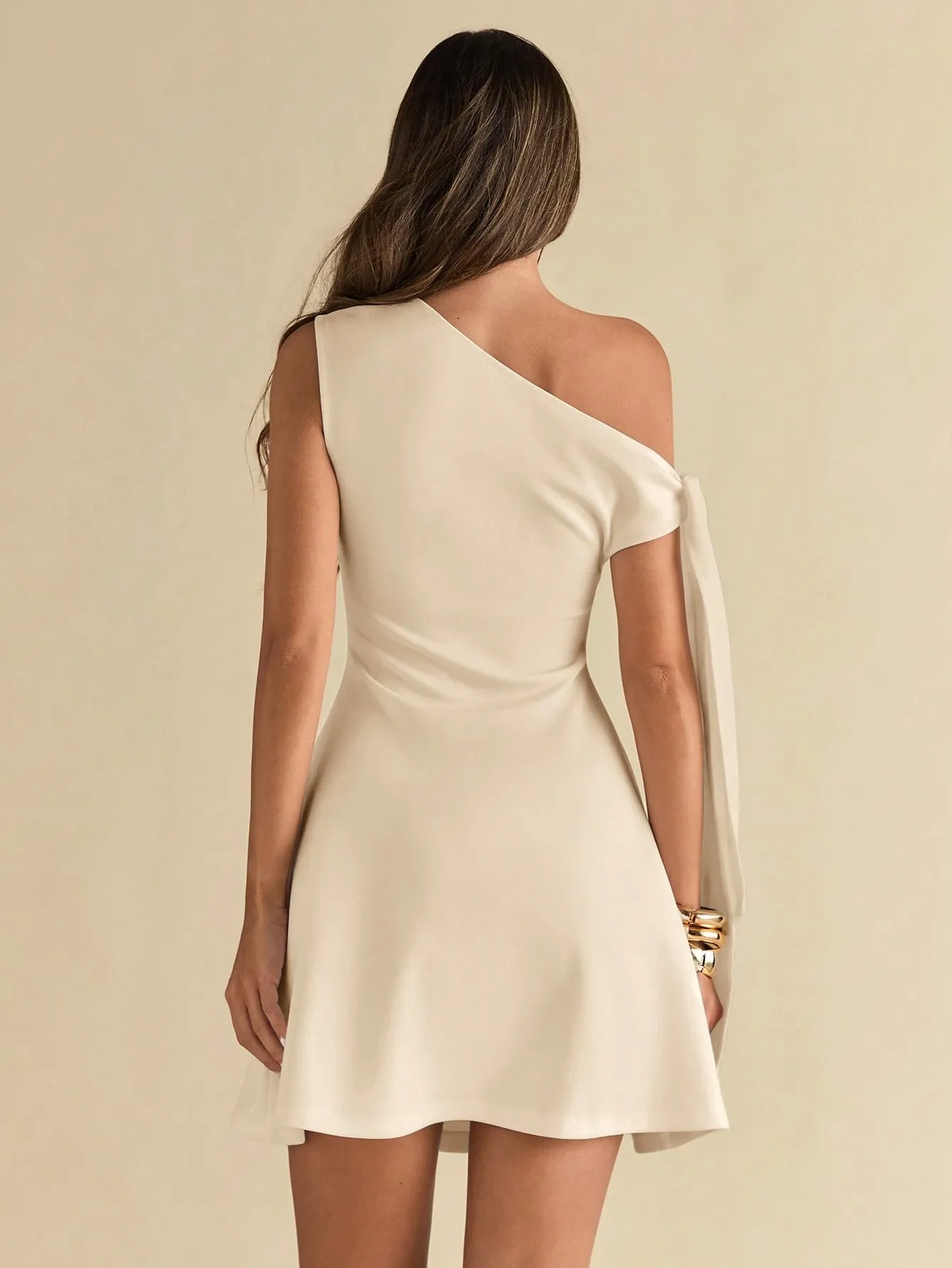 Women's Asymmetric Shoulder Tie Waist Black Bodycon Elegant A-Line Peplum Skirt