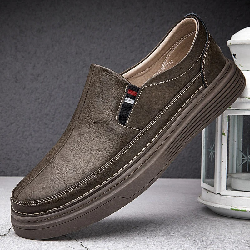 Men's Casual Loafers Slip-On Leather Oxford Shoes 