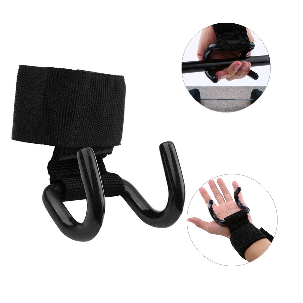 Gym Heavy Duty Weightlifting Rod Hooks Wrist Support Straps Pull-Up Bar Wrist Straps With Double Hook Power for Weight Lifting Training Gym Grips Straps