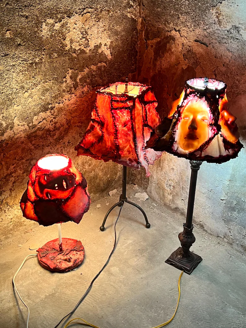 Gothic Human Skin Face Lamp | Macabre Home Decor 🧛‍♀️
