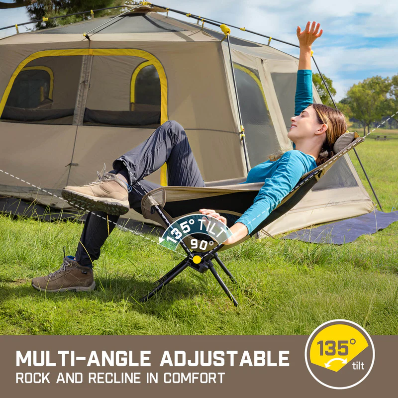 Lightweight Rocking Camp Chair – Smooth Recline, Built for the Outdoors 🏕️✨