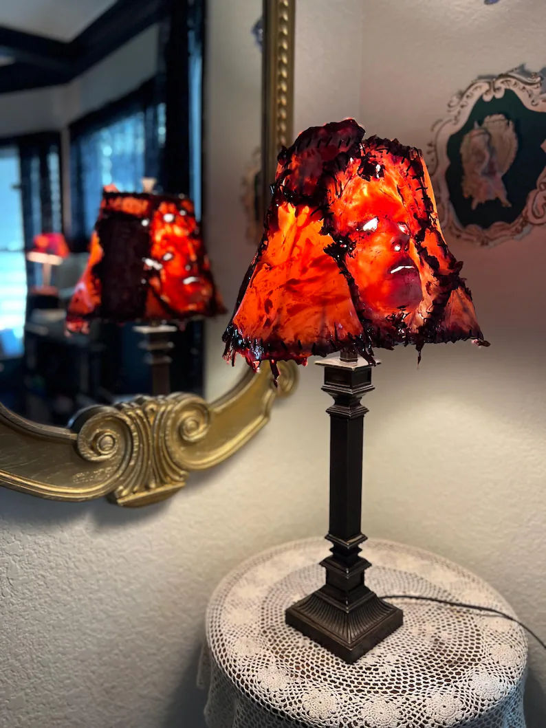 👤 Large Human Face Skin Texture Lamp | Creepy Horror Decor Light