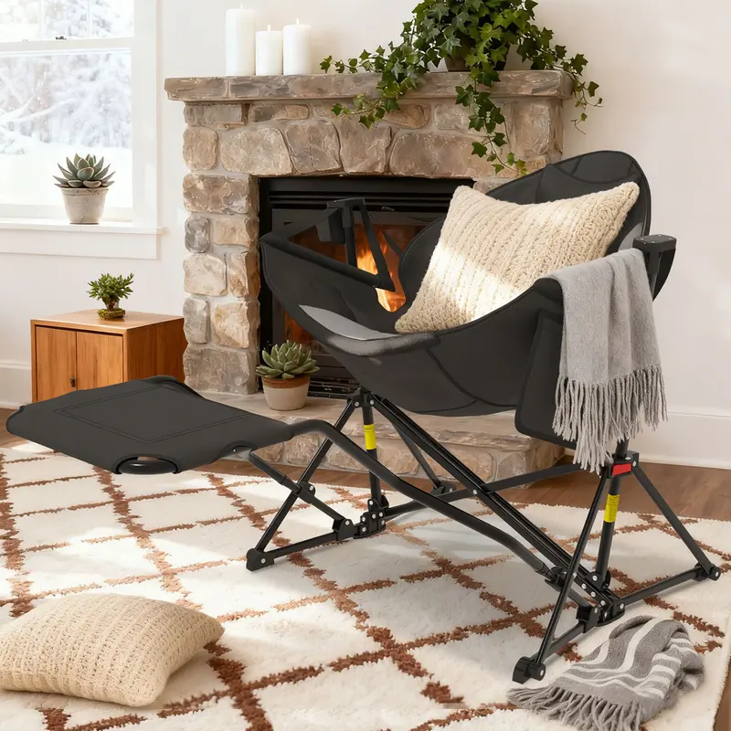 🪑✨ 3-in-1 Swing Rocker Lounger – Heavy-Duty Hammock Chair with Footrest