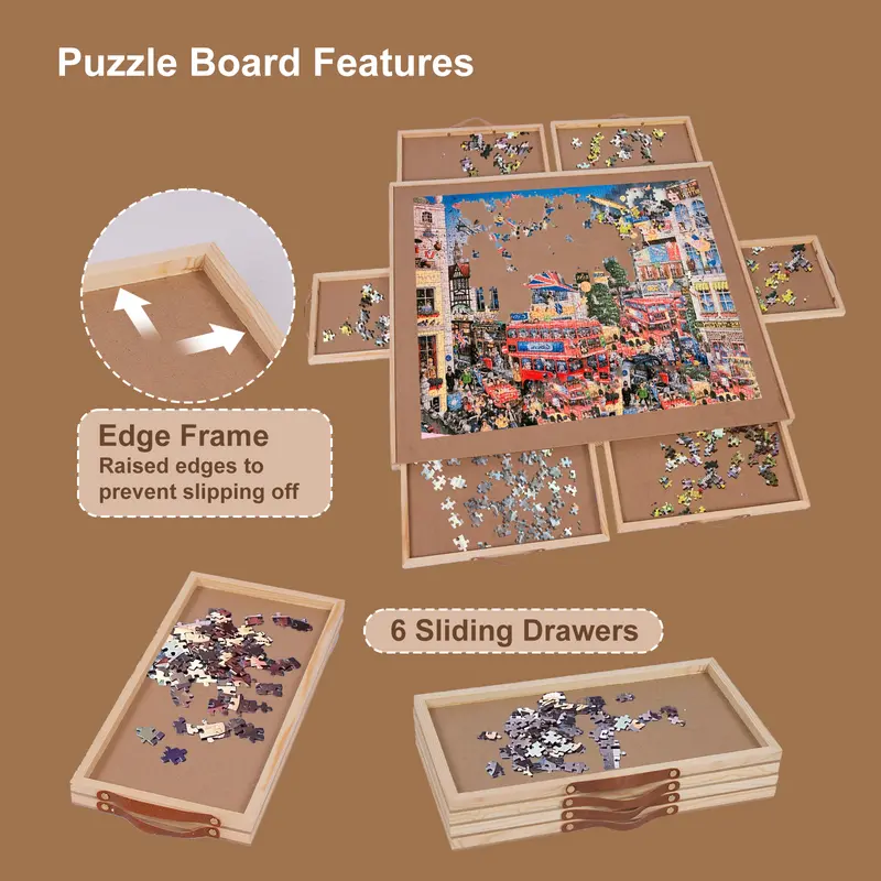 🧩 Rotating Jigsaw Puzzle Board – 1,500-Piece Capacity with Spinning Surface & 6 Storage Drawers 🔄